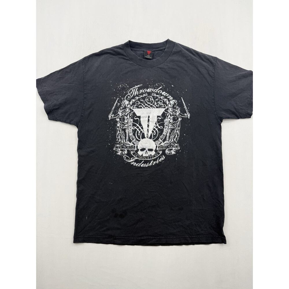 Throwdown Premium Shirt Adult Large White Black Graphic Tee MMA